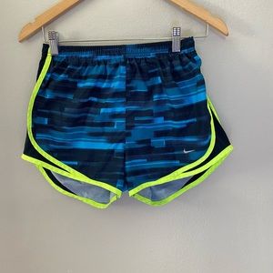 Nike Dri-Fit Tempo Blue & Neon Green Running Shorts Women's